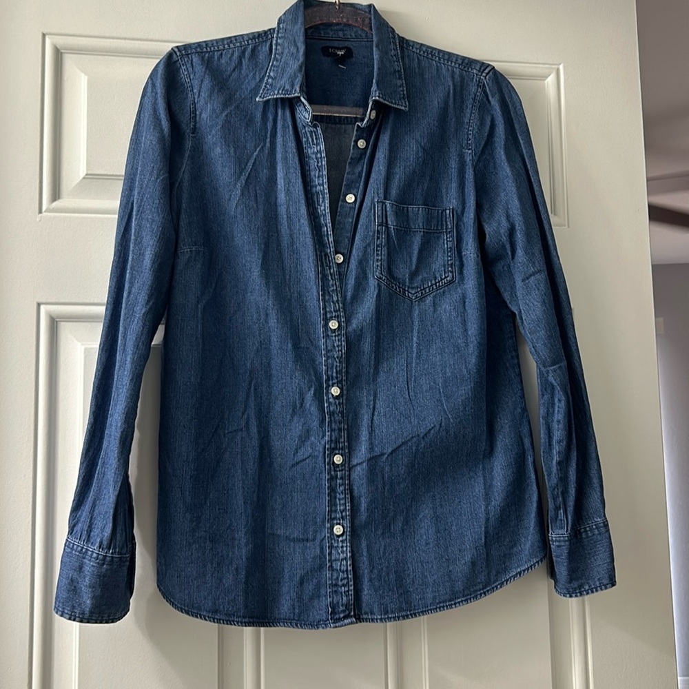 J. Crew denim non stretch button down shirt. Like new